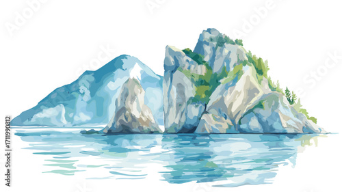 Lake Baikal. Lake Baikal watercolor vector illustration