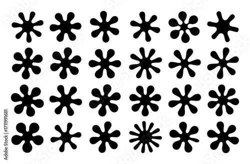 A Grid of Black Blob-Like Shapes on a White Background