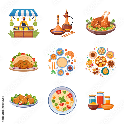 Moroccan Food Set Illustration