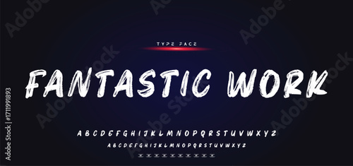 Lettering font isolated on black background. Texture alphabet in street art and graffiti style. Grunge and dirty effect. Vector brush letters.