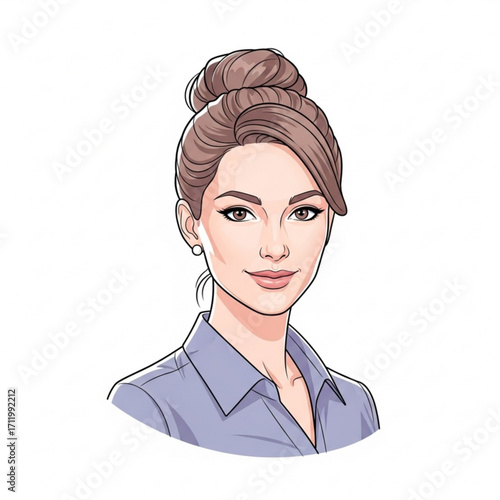 Illustration of professional woman with hair bun