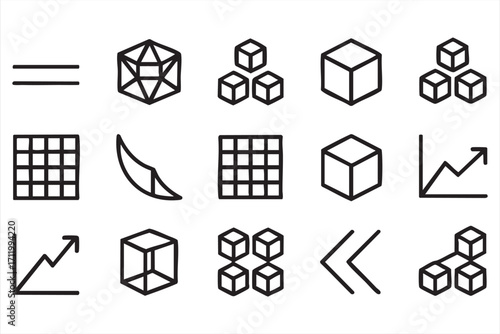 Academic doodle collection of mathematics and analysis symbols in vector format