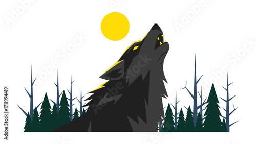 Lone Wolf's Serenade: A striking illustration of a lone wolf serenading under the radiant sun, showcasing the beauty of wild nature.