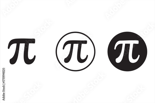 Educational doodle set of pi symbols for academic, school, and study projects