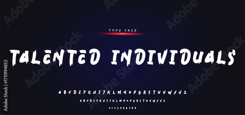 Lettering font isolated on black background. Texture alphabet in street art and graffiti style. Grunge and dirty effect. Vector brush letters.