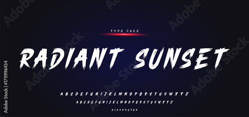 Lettering font isolated on black background. Texture alphabet in street art and graffiti style. Grunge and dirty effect. Vector brush letters.