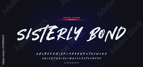 Lettering font isolated on black background. Texture alphabet in street art and graffiti style. Grunge and dirty effect. Vector brush letters.