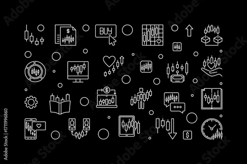 Cryptocurrency Investment and Trading vector Strategic Crypto Investments horizontal banner in thin line style