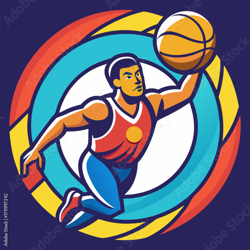 Basketball Logo Prompt – Slam Dunk Vector Emblem with Abstract Motion Design. Basketball vector , Basketball design, Basketball logo, Basketball concept, Basketball template, Basketball art.