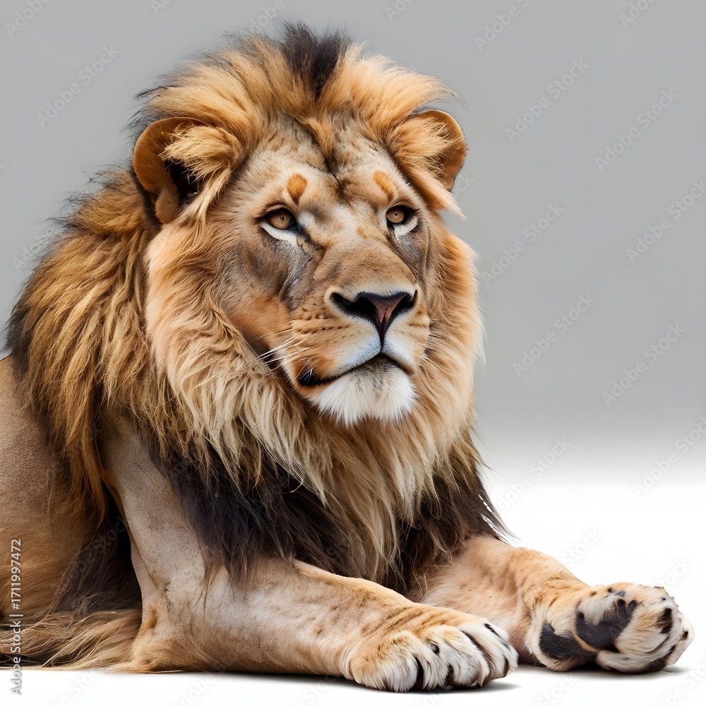 Naklejka premium lion in the jungle