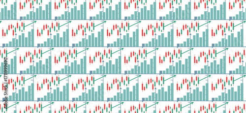 Seamless Stock Market Chart Pattern - Financial and Business Background. vector illustration.