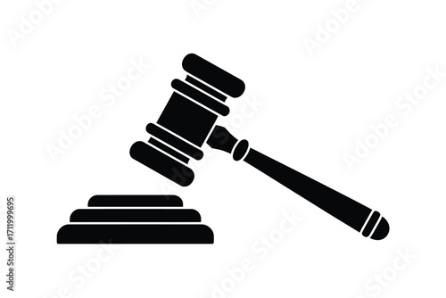 Black silhouette of a gavel and sounding block