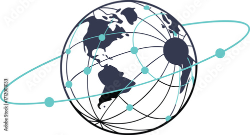 Global network connecting world locations for business and social communication digitally