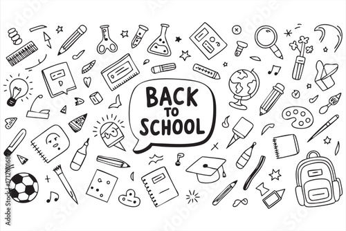Hand-drawn education icons collection for school projects and creative design