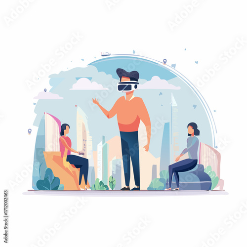 Virtual Reality Experience Exploring a Digital World with Interactive Technology