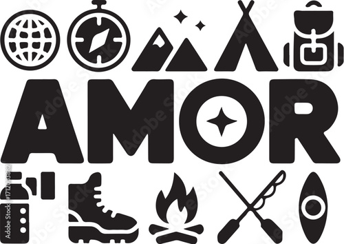 Explore the world with love adventure icons