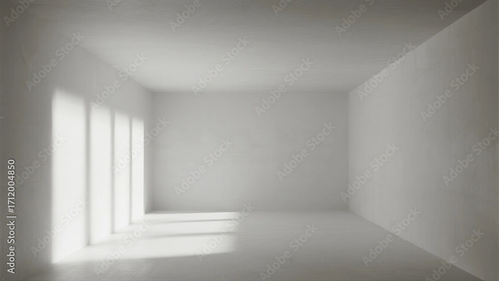 Fototapeta premium A Bright and Empty White Room with Sunlight Streaming In