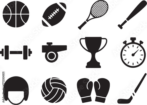 Sport icons winning triumph competition fitness achievement success