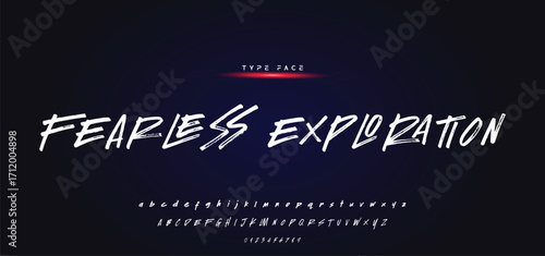 Hardest Brush Font. Hand Lettering Sketch Font. Vector Alphabet.