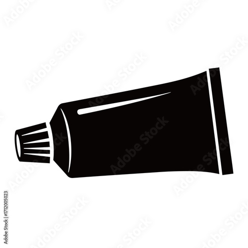 black and white silhouette of Toothpaste vector on white background
