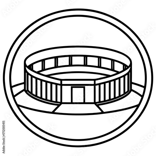 black and white stadium in a circle clip art preview