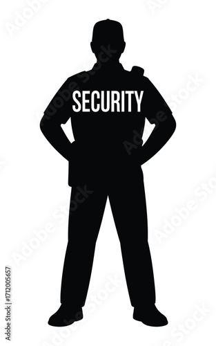 Silhouette of a security guard standing tall
