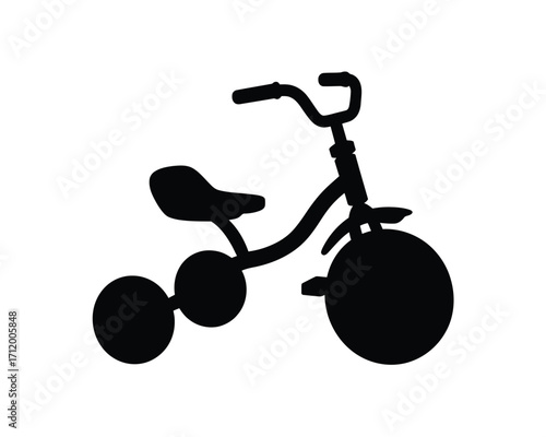Silhouette of a classic children s tricycle with three wheels