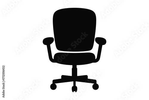 Black silhouette of an ergonomic office chair with wheels