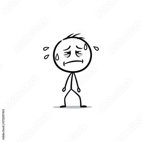 Stick figure face with heart eyes – vector art