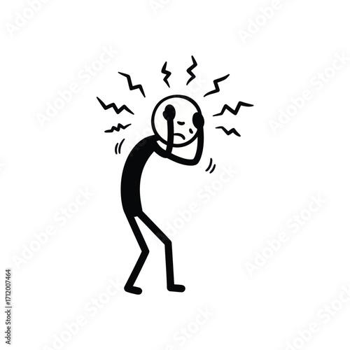 Confident stick figure standing proudly – vector sketch