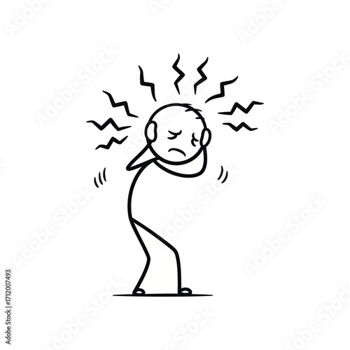 Crying stick figure with tears – vector illustration
