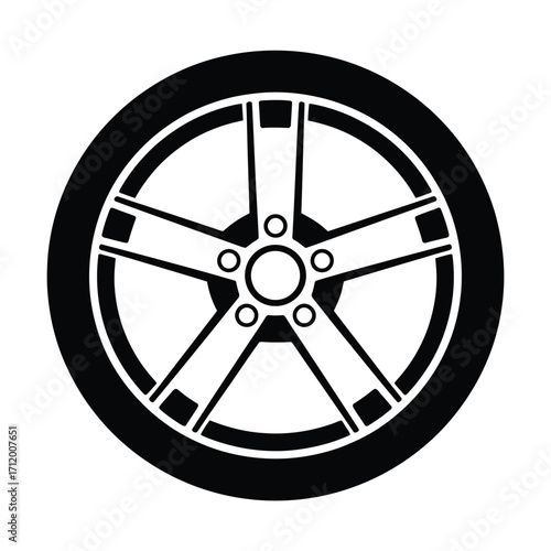Sleek five spoke alloy wheel design icon