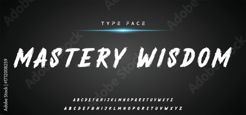 Hardest Brush Font. Hand Lettering Sketch Font. Vector Alphabet.