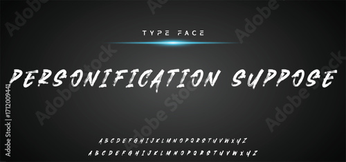 Hardest Brush Font. Hand Lettering Sketch Font. Vector Alphabet.