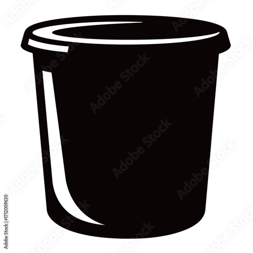 black and white silhouette of a laundry basket vector on a white background