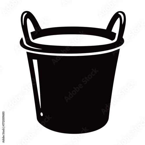 black and white silhouette of a laundry basket vector on a white background
