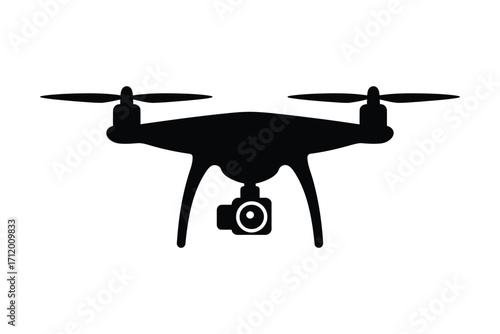 Silhouette of a modern drone with a camera
