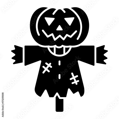 Scarecrow Glyph Icon Vector Illustration