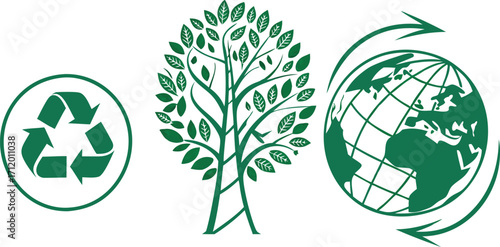 Go green with eco awareness symbols promoting sustainability and recycling for a healthier planet