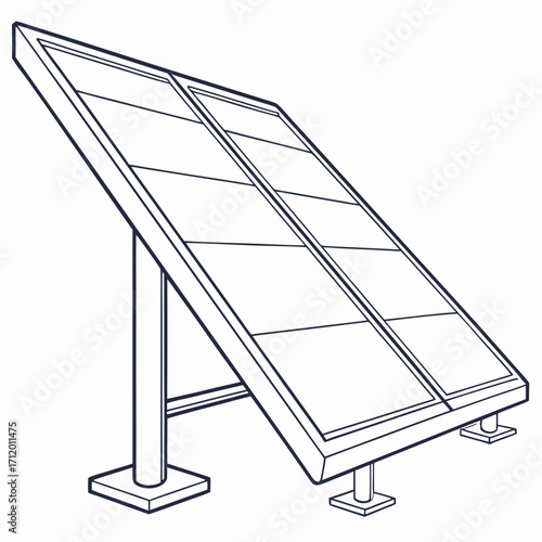 Illustration of a solar panel, a device that converts sunlight into electricity, it represents renewable energy, sustainability, and environmental consciousness