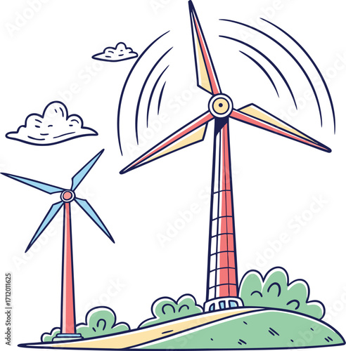 Wind turbines harnessing clean energy, powering a sustainable future with renewable resource