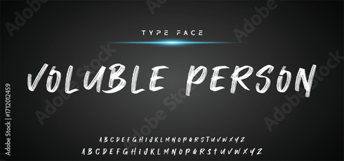 Hardest Brush Font. Hand Lettering Sketch Font. Vector Alphabet.