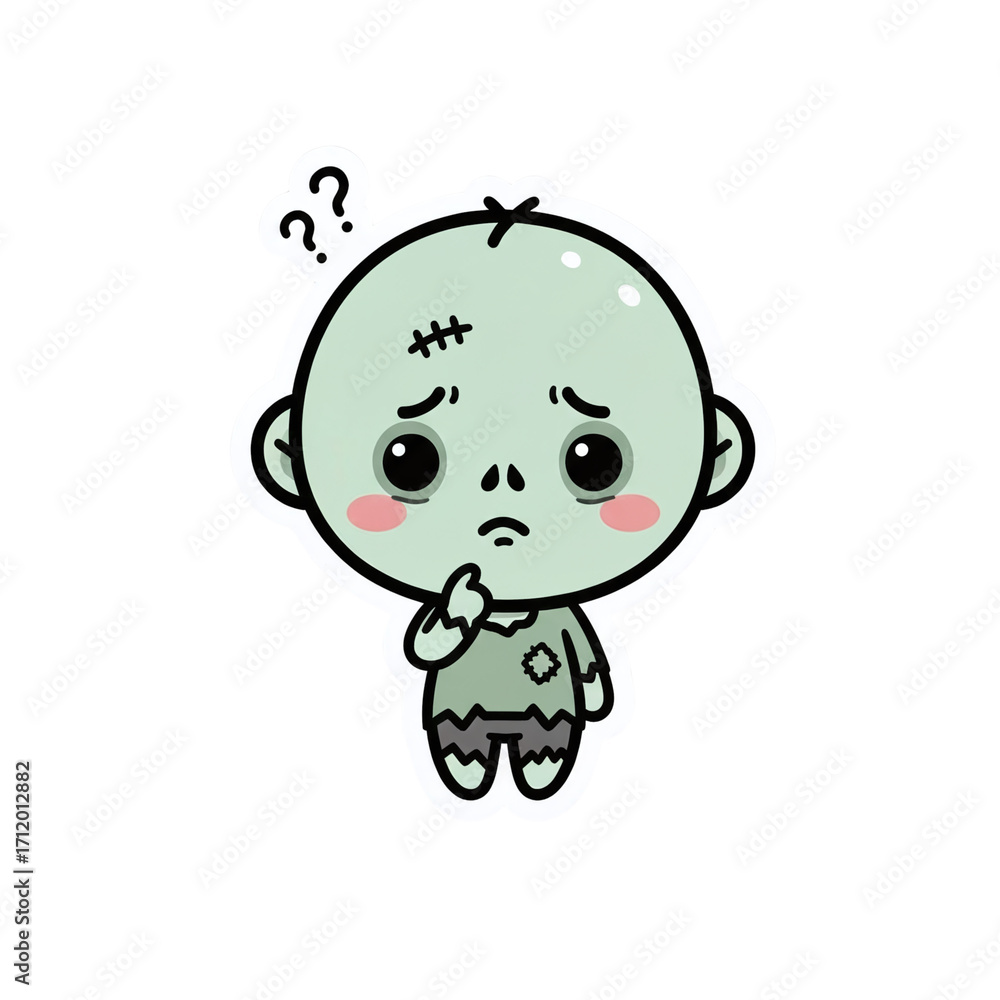 Obraz premium Confused zombie with a question mark