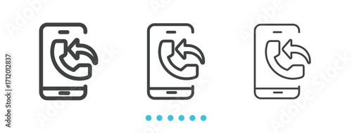 smartphone missed call icon. Thin line icon vector