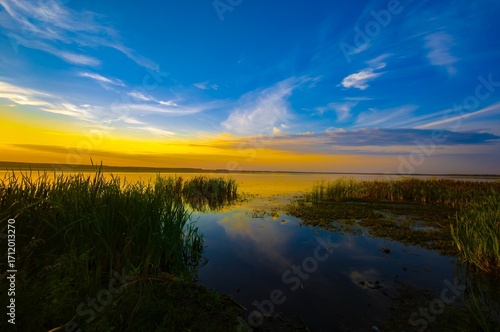 sunset over the river