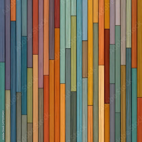 pattern of vertical boards in soft rainbow colors