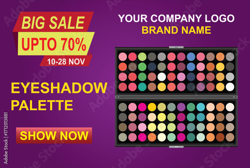 Eyeshadow Makeup Palettes Vector illustration Banner Template