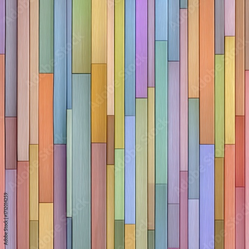 pattern of vertical boards in soft rainbow colors