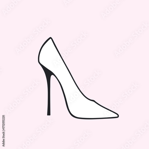 An elegant pair of classic black leather high-heel shoes exudes fashionable style