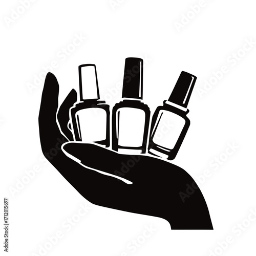 A glamorous red nail polish bottle with a brush for a perfect manicure is isolated on a white background